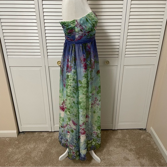 Silk Aidan Mattox Strapless Multicolor Maxi Dress Fairycore Costume Prom Cosplay - Picture 3 of 16